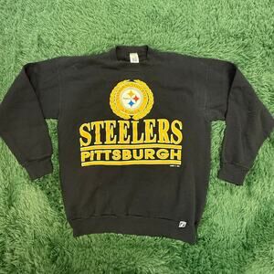 90s Pittsburgh Steelers Black | Yellow VTG XL Pullover Sweatshirt Unisex